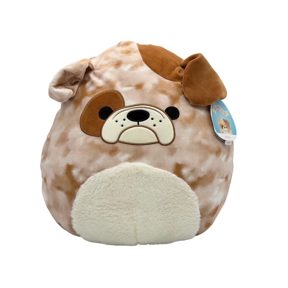 Squishmallows Bronk the Bulldog 16"‎ Plush Stuffed Animal Toy Brown Spotted NWT